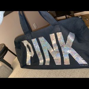 Pink duffel bag